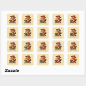 Sticker Carré Cute castor grillant ajouter du texte (Feuille)