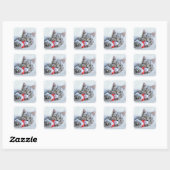 Sticker Carré Cute Cat et Santa Claus Hat (Feuille)