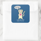 Sticker Carré Cute Cat Meow Je T'Aime (Sac)