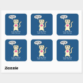 Sticker Carré Cute Cat Meow Je T'Aime (Feuille)