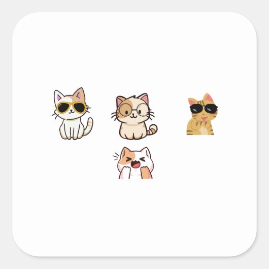 Sticker Carré Cute cats (Devant)
