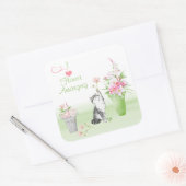 Sticker Carré Cute Chat Arrange Fleurs (Enveloppe)