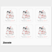 Sticker Carré Cute Chat Love Couple (Feuille)