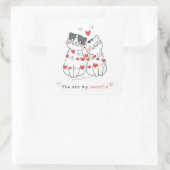 Sticker Carré Cute Chat Love Couple (Sac)