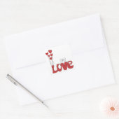 Sticker Carré Cute Chat Love Typographie Coeurs rouges | Valenti (Enveloppe)