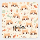 Sticker Carré Cute Chat simple chaton Motif (Devant)