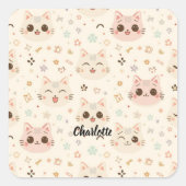 Sticker Carré Cute Chat simple chaton Motif (Devant)