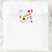 Sticker Carré Cute Chef / Cuisinier Motif d'amour (Sac)