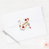 Sticker Carré Cute Chef / Cuisinier Motif d'amour (Enveloppe)
