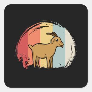 Sticker Carré Cute chèvre Retro