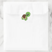 Sticker Carré Cute Chibi maquillée tortue Kawaii (Sac)