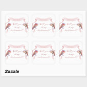Sticker Carré Cute Chic Custom Bridesmaid Proposition Pink Ribbo (Feuille)