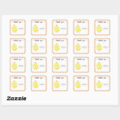 Sticker Carré Cute Chick baby shower merci (Feuille)