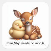 Sticker Carré Cute Chick & Deer Cuddin Meilleurs amis (Devant)