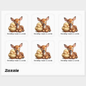 Sticker Carré Cute Chick & Deer Cuddin Meilleurs amis (Feuille)