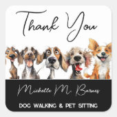 Sticker Carré Cute Chien moderne Chien Walker Merci (Devant)