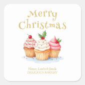 Sticker Carré Cute Christmas Cupcakes Business Support (Devant)