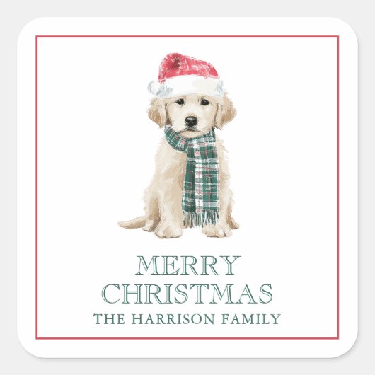 Sticker Carré Cute Christmas Dogs Gift Enclosure (Devant)