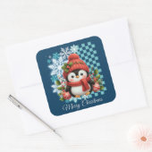 Sticker Carré Cute Christmas Penguin (Enveloppe)