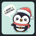 Sticker Carré Cute Christmas Penguin<br><div class="desc">Célébrez Noël avec la cure petit bonhomme!</div>