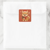 Sticker Carré Cute Christmas Puppy (Sac)