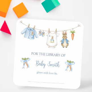 Sticker Carré Cute Clothesline Peter the Rabbit Book Plate