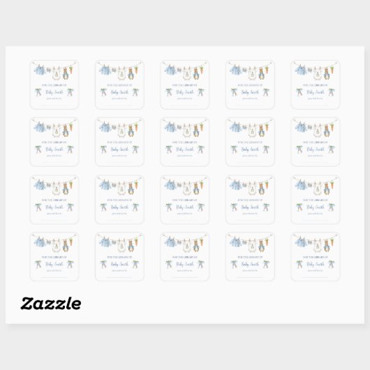 Sticker Carré Cute Clothesline Peter the Rabbit Book Plate (Feuille)