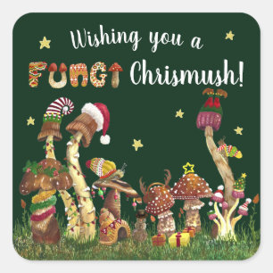 Sticker Carré Cute Colorful Festiful Champignons de champignons 