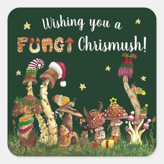 Sticker Carré Cute Colorful Festiful Champignons de champignons  (Devant)