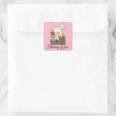 Sticker Carré Cute Country bunny Penser à vous (Sac)