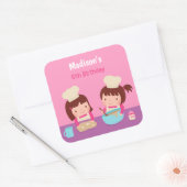 Sticker Carré Cute Cuisine Cuisinière Filles Anniversaire Fête F (Enveloppe)