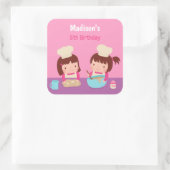 Sticker Carré Cute Cuisine Cuisinière Filles Anniversaire Fête F (Sac)