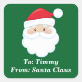 Sticker Carré Cute Custom from Santa Claus Green Christmas Cadea (Devant)