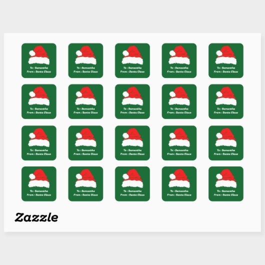 Sticker Carré Cute Custom From Santa Claus Green Christmas Gift (Feuille)