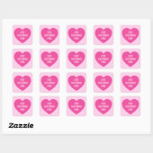 Sticker Carré Cute Custom Text Best Girlfriend Ever Pink Heart (Feuille)