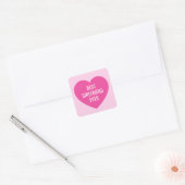 Sticker Carré Cute Custom Text Best Girlfriend Ever Pink Heart (Enveloppe)