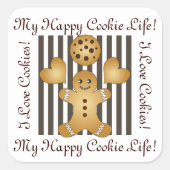 Sticker Carré Cute Cute Gingerbread Homme Cookie (Devant)