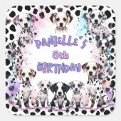 Sticker Carré Cute Dalmatian Puppy Birthday (Devant)