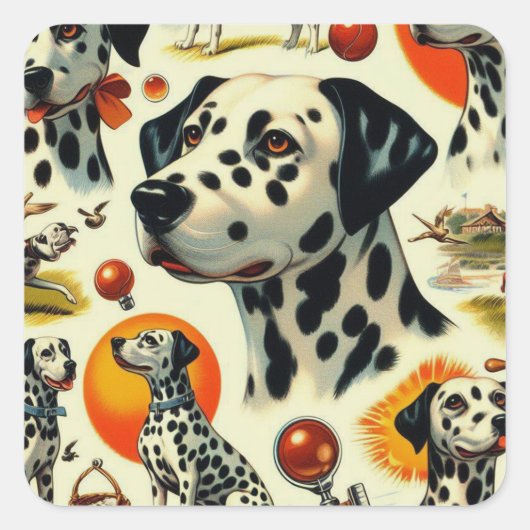 Sticker Carré Cute Dalmatien sans joint (Devant)