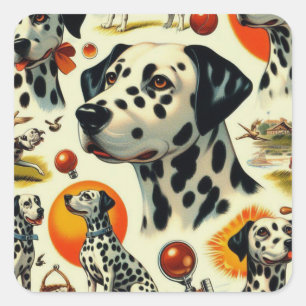 Sticker Carré Cute Dalmatien sans joint