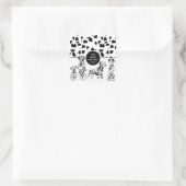 Sticker Carré Cute Dalmatiens Noir & Blanc Zones Joyeuses (Sac)
