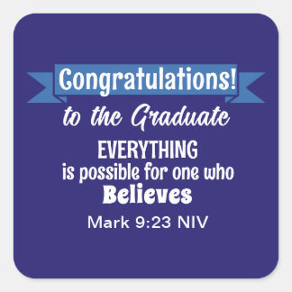 Sticker Carré Cute Dark Blue and White Graduation Inspirational
