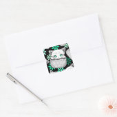 Sticker Carré Cute de chat et pointe joueuse à partir d'une poch (Enveloppe)