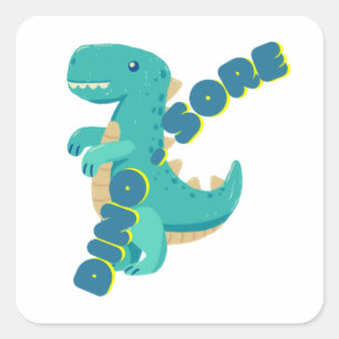 Sticker Carré Cute dino