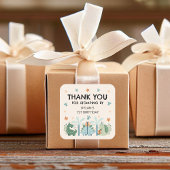 Sticker Carré Cute Dinosaur Stomp Anniversaire Merci de fête