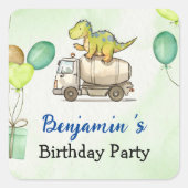 Sticker Carré Cute dinosaure camion ciment Rainbow School Annive (Devant)
