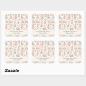 Sticker Carré Cute Easter Bunny Floral Pattern - Pastel Spring  (Feuille)