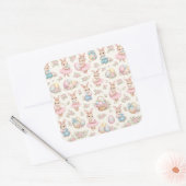Sticker Carré Cute Easter Bunny Floral Pattern - Pastel Spring  (Enveloppe)