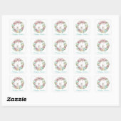 Sticker Carré Cute Easter lapin wreath ajouter message autocolla (Feuille)