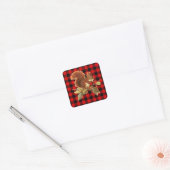 Sticker Carré Cute écureuil rouge noir Buffalo Check Plaid (Enveloppe)